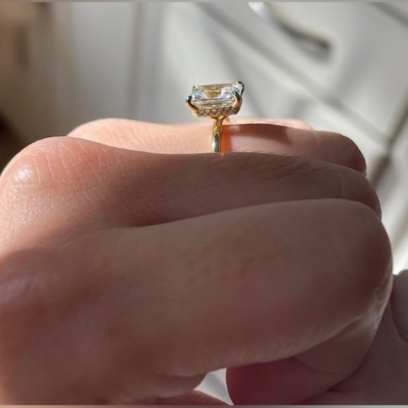 3 Carat Radiant Cut Hidden Halo Diamond Ring Rose Gold - Picture 9 of 10